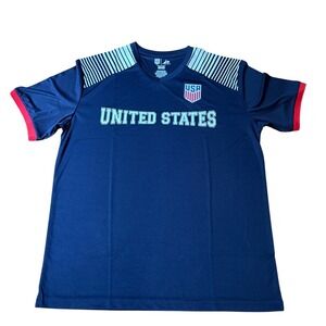 Icon Sports USA Soccer Jersey Mens Navy Blue V-Neck Athletic Top SIZE XL